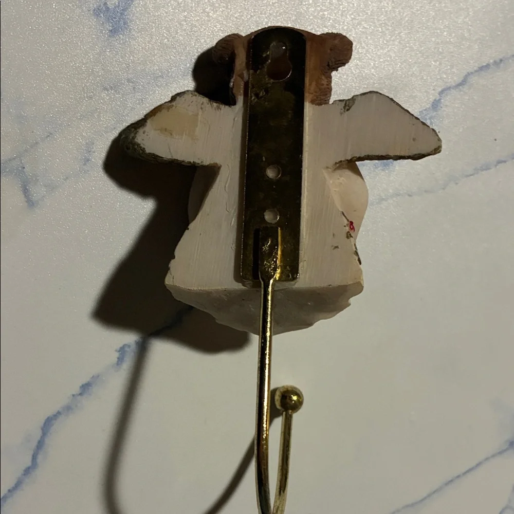 Charming Angel Bear Wall Hook - Cream and Gold